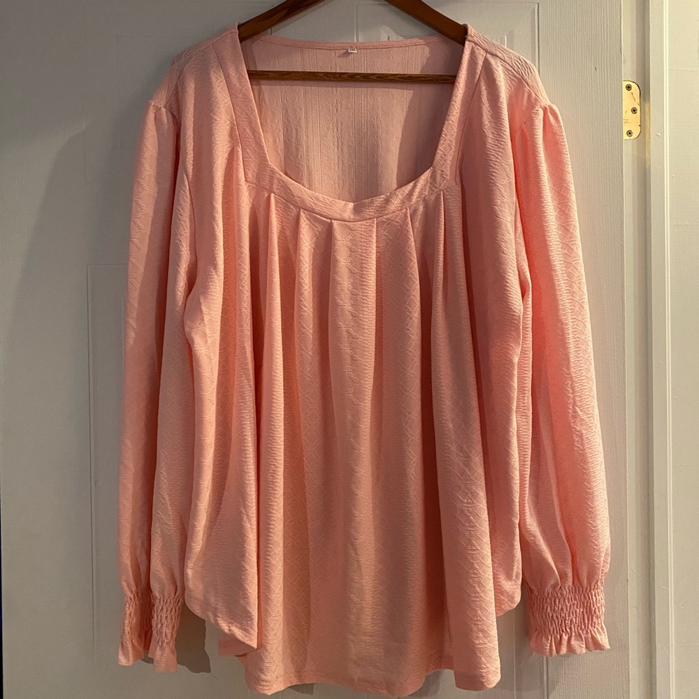 Plus Size Pink Long Sleeve Shirt